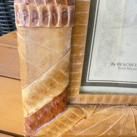 Vintage Natural Leaf Husk Picture Photo Frame 4" X 6" Beachcombers Fort Myers FL - Picture 4 of 8